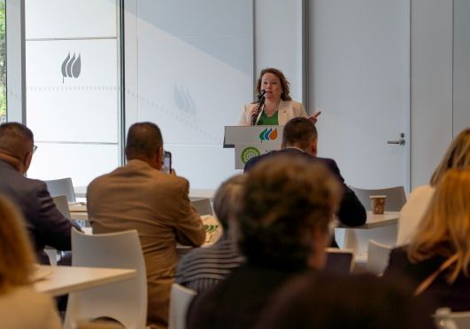 Avangrid Deputy CEO Kim Harriman speaking at the NHCSL.